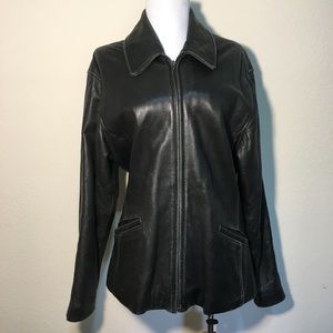 Vintage distressed black leather jacket large